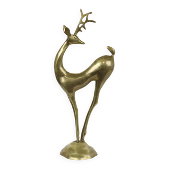 Large vintage brass deer statue sculpture art deco style christmas