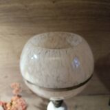Art Deco lamp 1930 brass, alabaster, Clichy pink glass globe
