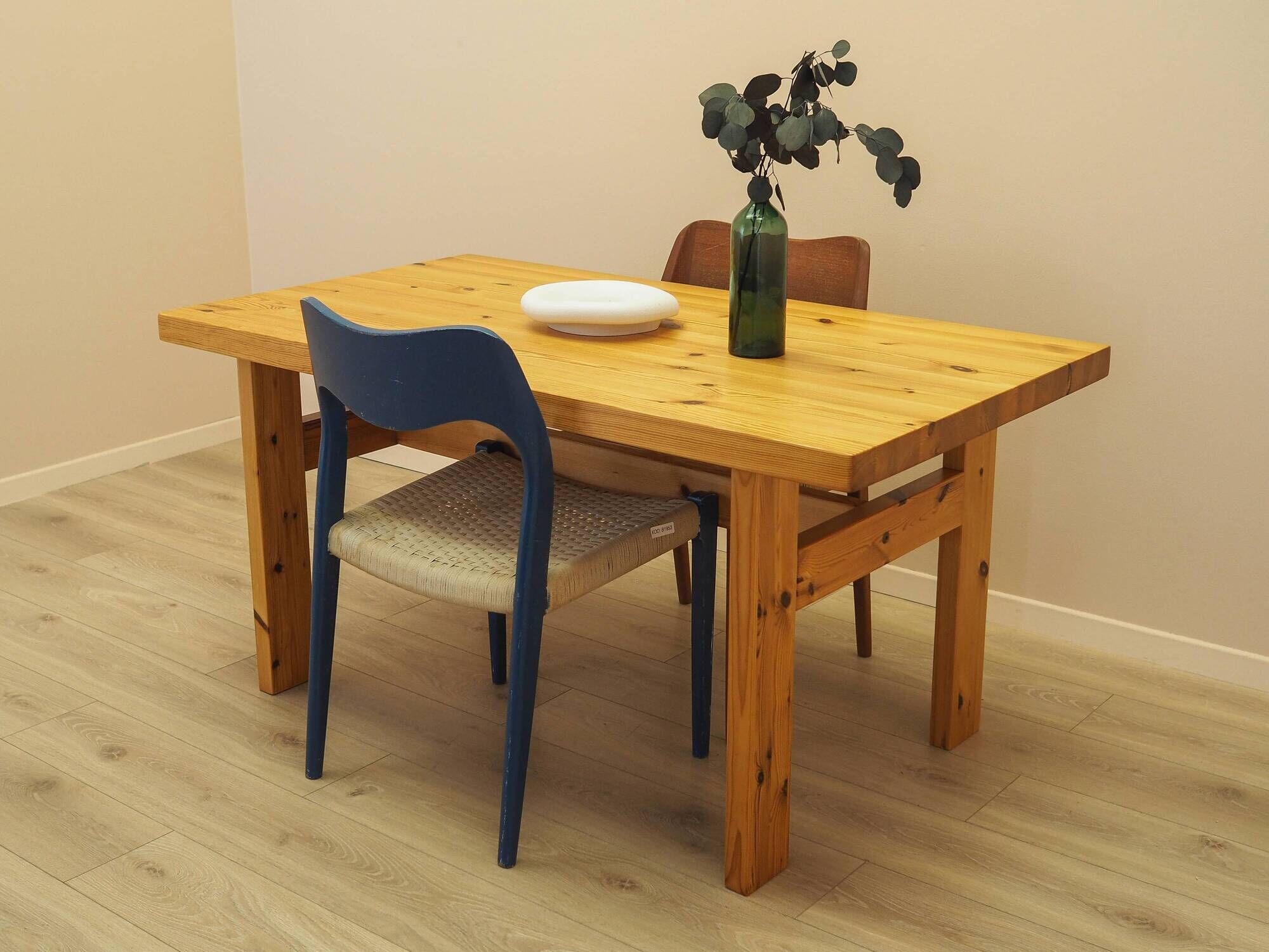 Table à manger en pin massif, Danemark, années 1980
