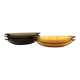 Set of 5 small oval eared dishes in amber and smoked tempered glass
