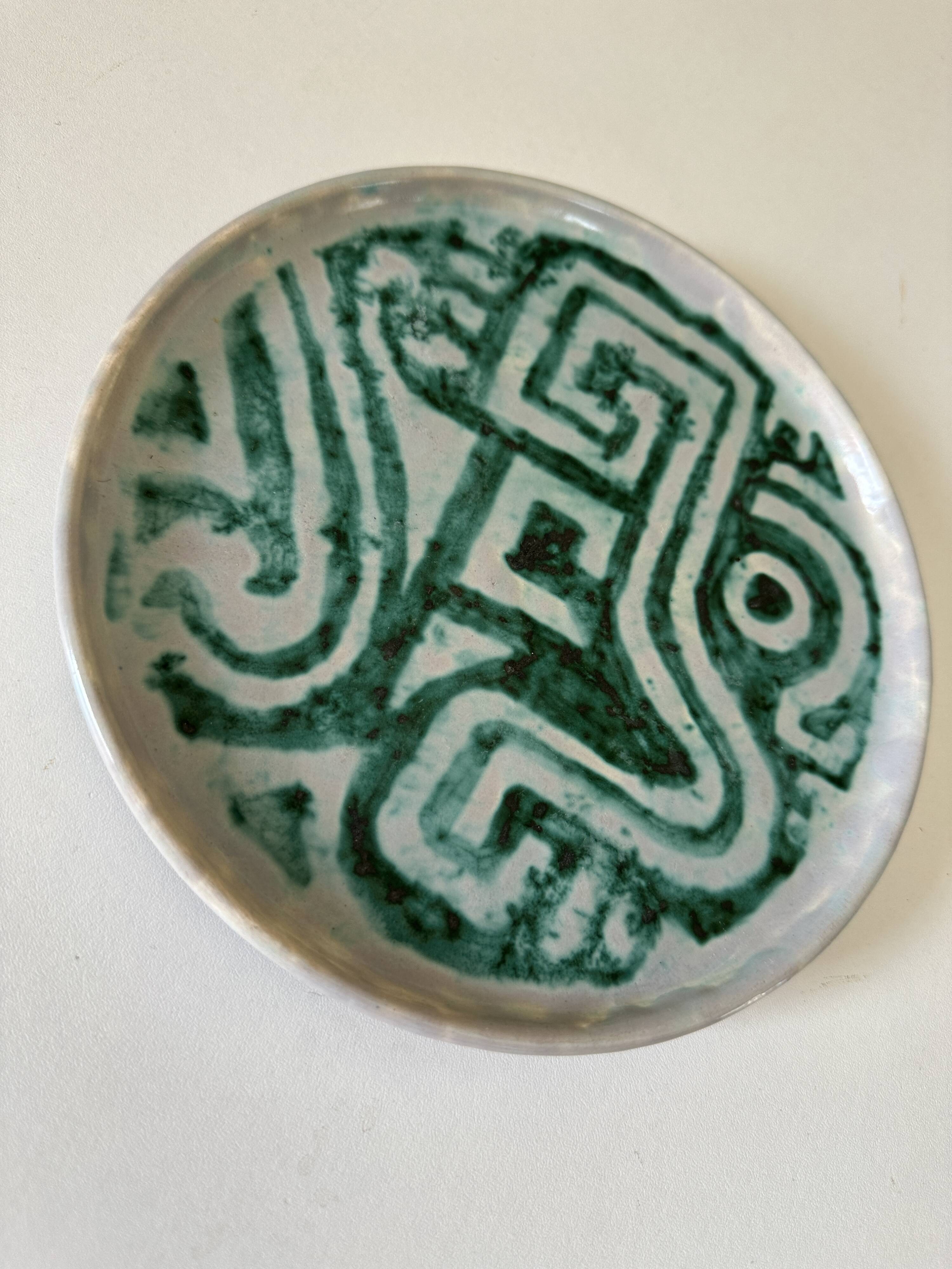 Vintage ceramic plate, 60s design