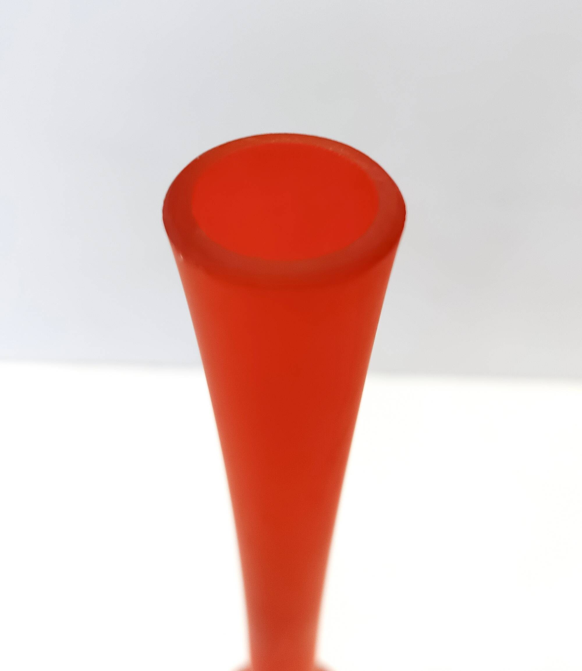 Orange Blown and Etched Glass Tulip Vase by Carlo Moretti, Italy