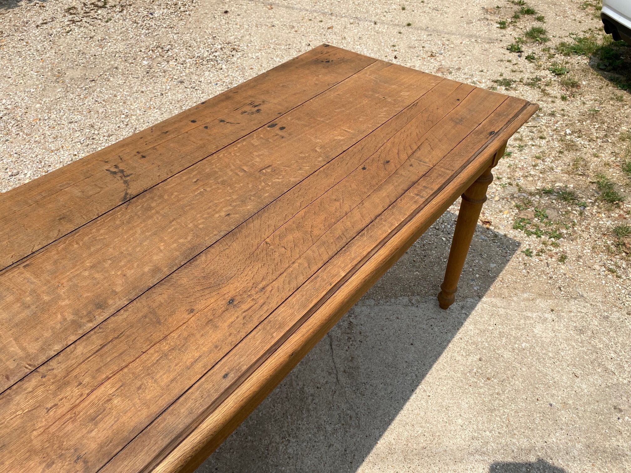 Solid oak farmhouse or desk table with 2 drawers 1900