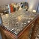 Art Deco wooden sideboard with mirror and marble