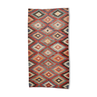 Tapis kilim à motif géométrique 275x141 cm