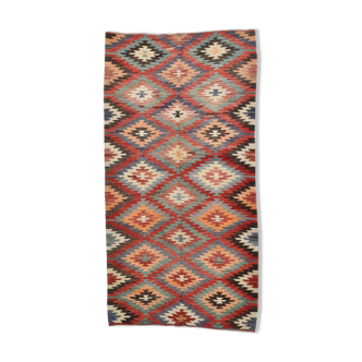 Geometric pattern kilim rug 275x141 cm