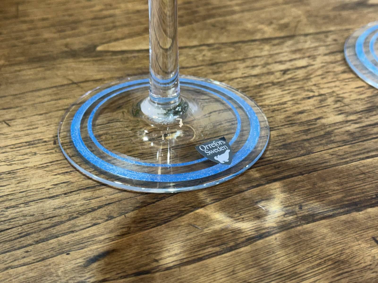 Set of 6 Swedish crystal champagne glasses by the brand Orrefors.
