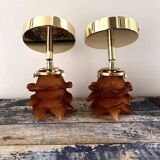Pair of amber tulip wall sconces