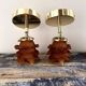 Pair of amber tulip wall sconces