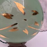 Globe table lamp in green opaline