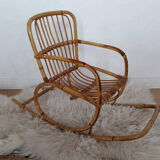 Vintage childrens rattan rocking chair