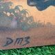 Sand painting on wood panel African buffaloes Artist Dm3 (Demba Mbengue)