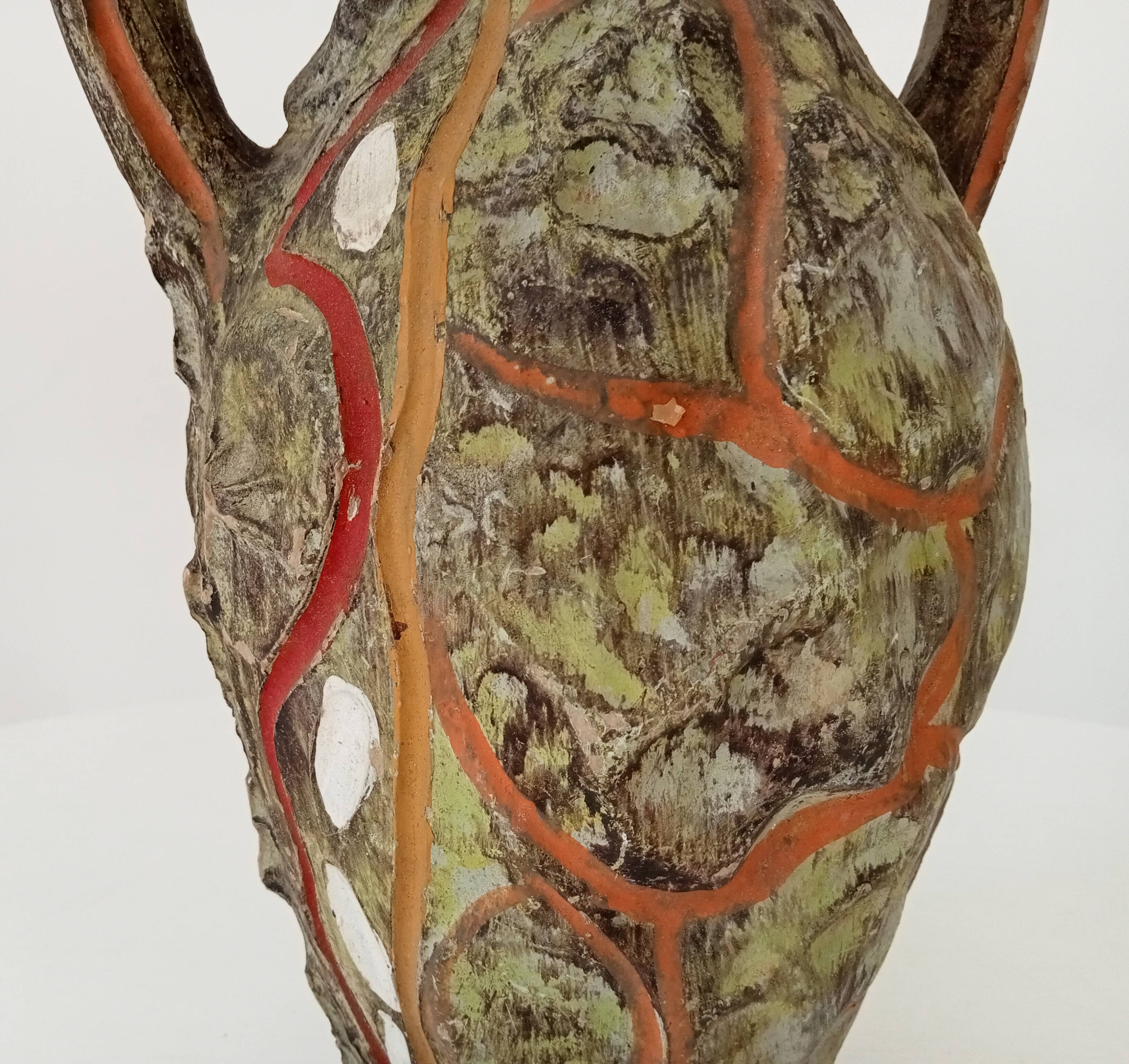 Vintage 70s amphora vase with volcanic effect