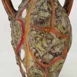 Vintage 70s amphora vase with volcanic effect