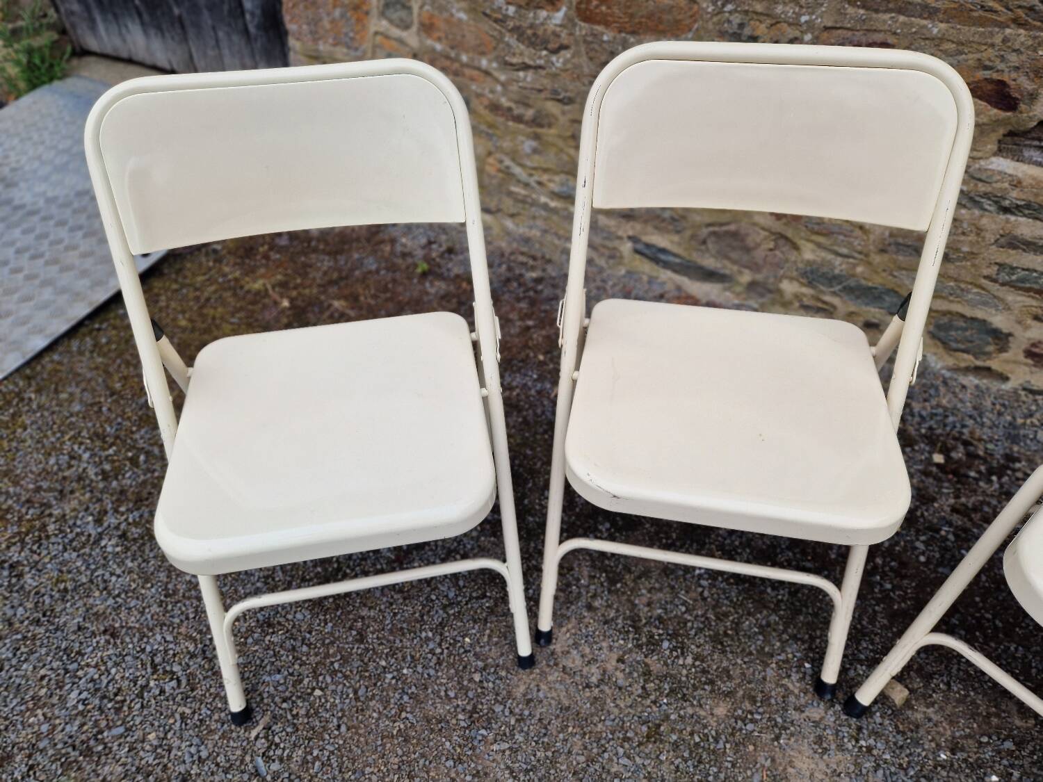 Set of 4 folding metal chairs from the 80s/90s