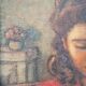 Oil painting, Woman who does sewing