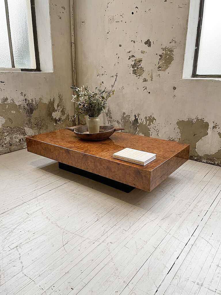 Italian coffee table elm magnifying glass