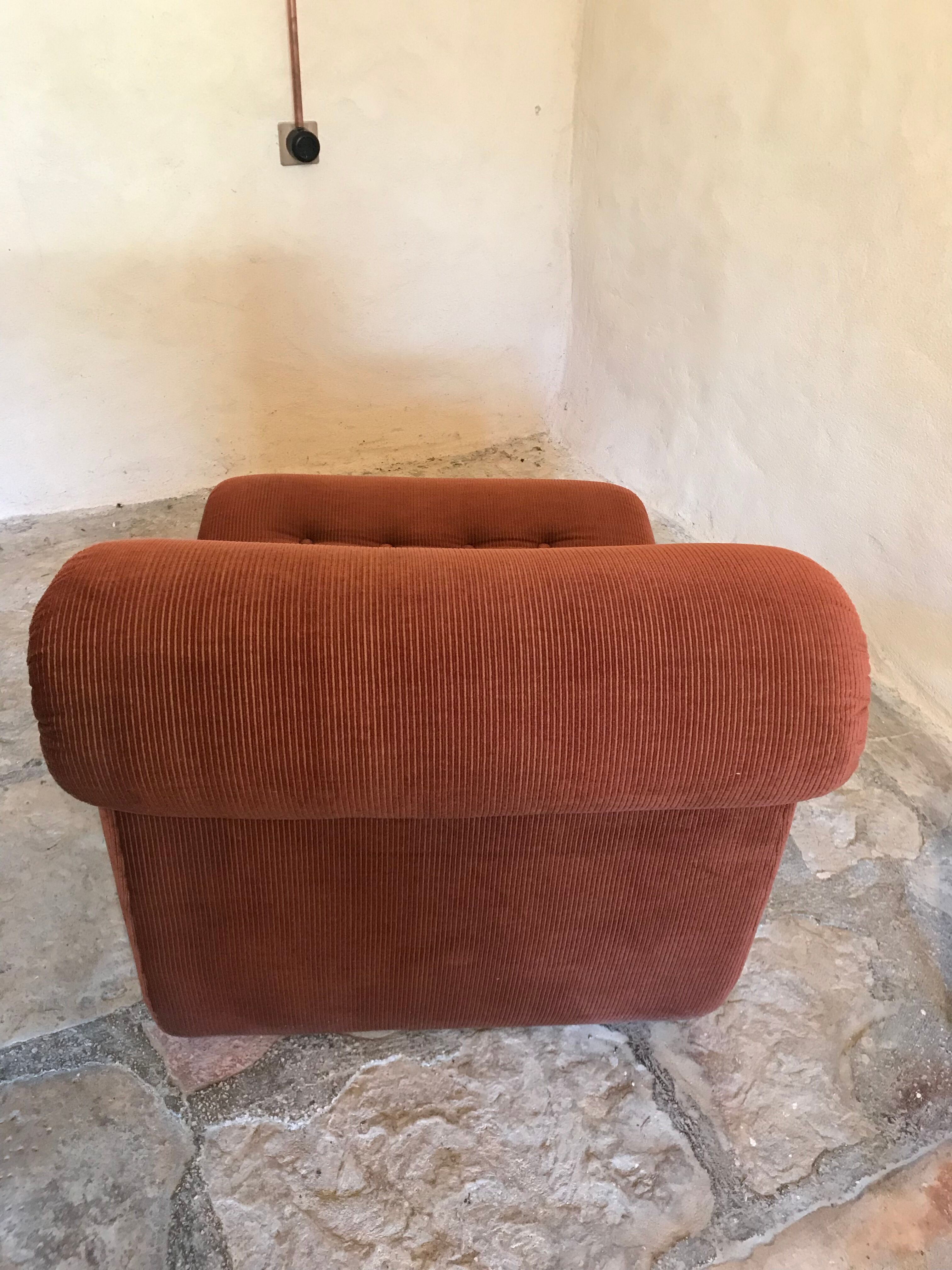 Vintage chair upholstered in corduroy