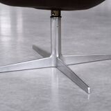 Vintage Mid-Century Modern Danish Brown Leather Swan Chair by Arne Jacobsen