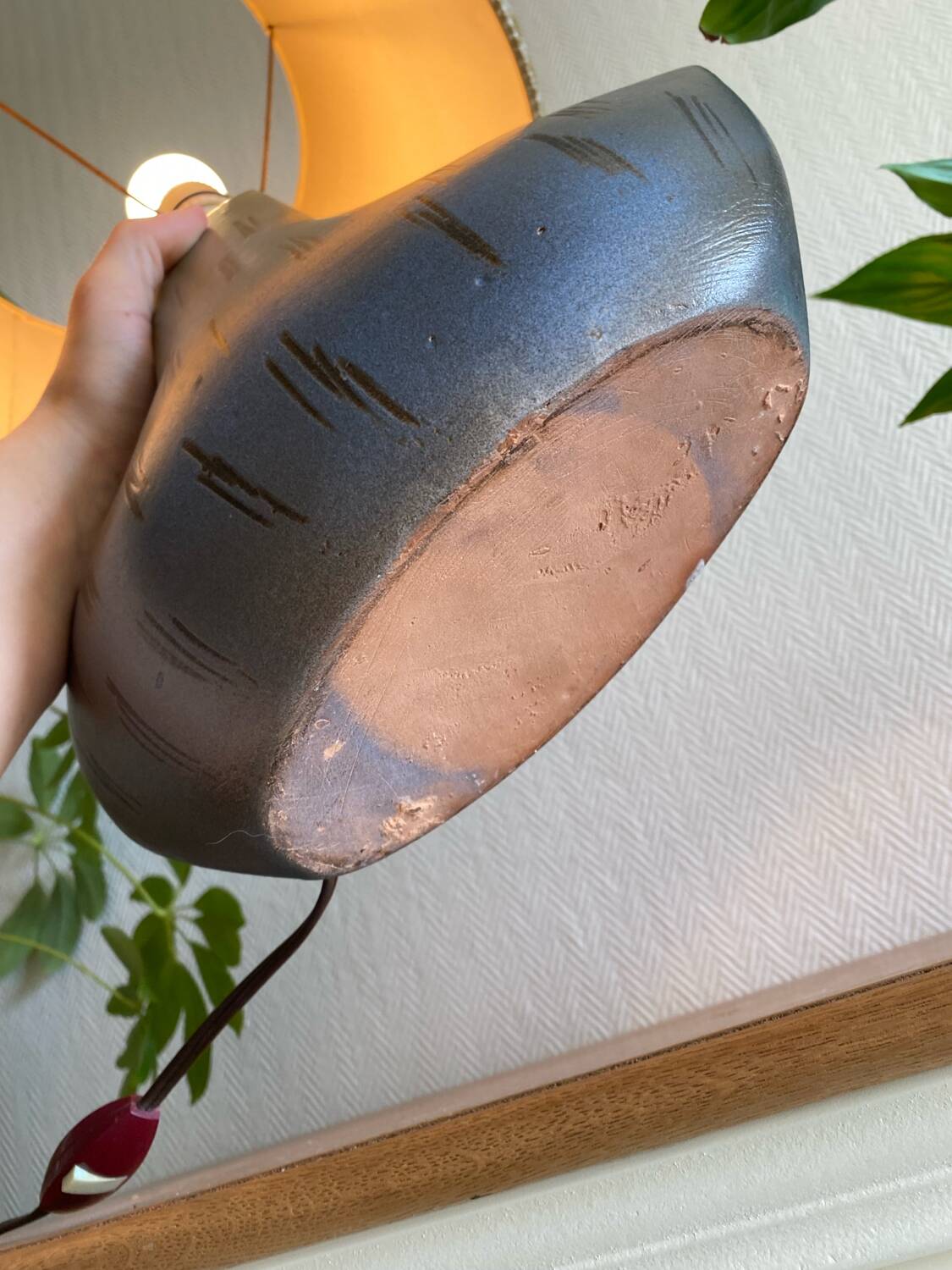 Vintage handcrafted stoneware lamp