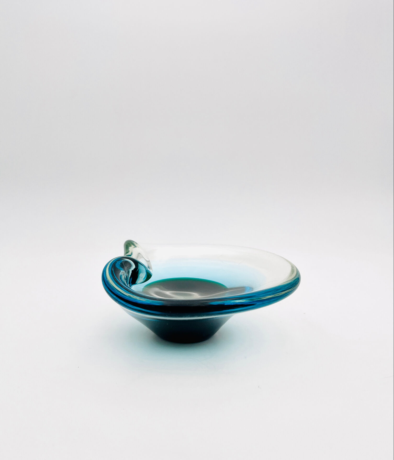 Murano Ashtray Galliano Ferro Sommerso Emerald Green 1960