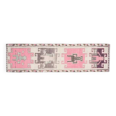 Tapis couloir en laine turc vintage Oushak fait à la main motif humain des années 1970 92x327