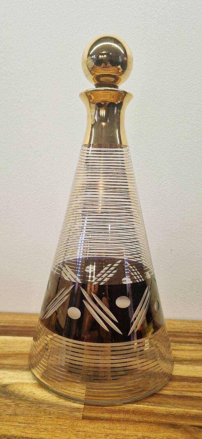 Art Deco style glass carafe with gold decoration