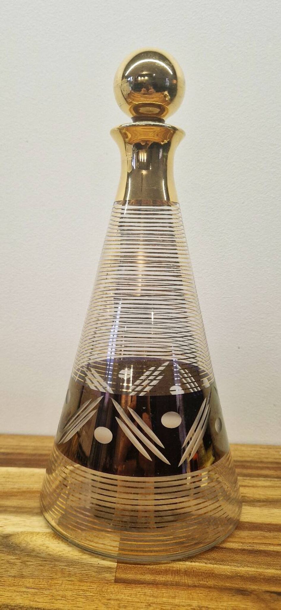Carafe verre style art déco décor or