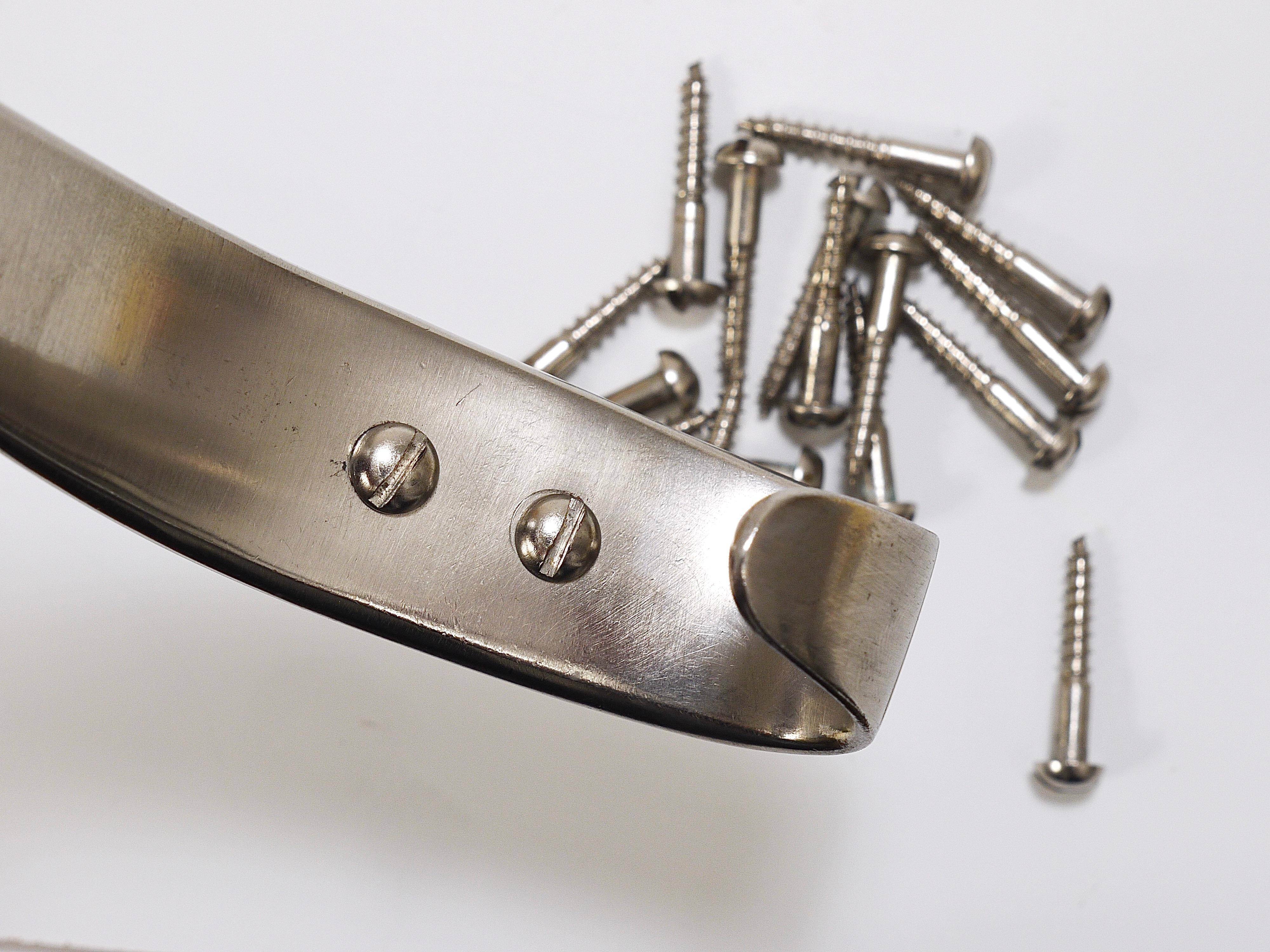 2 Vintage Nickel-Plated Wall Hooks in Brass by Carl Auböck II, Austria, 1950s