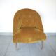 Yellow velvet padded toad armchair