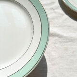 6 assiettes plates badonviller en faïence blanche verte dorée