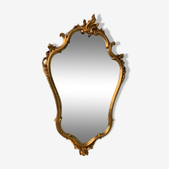 Petit miroir médaillon ovale en bois et stuc doré style Louis XVI | Selency