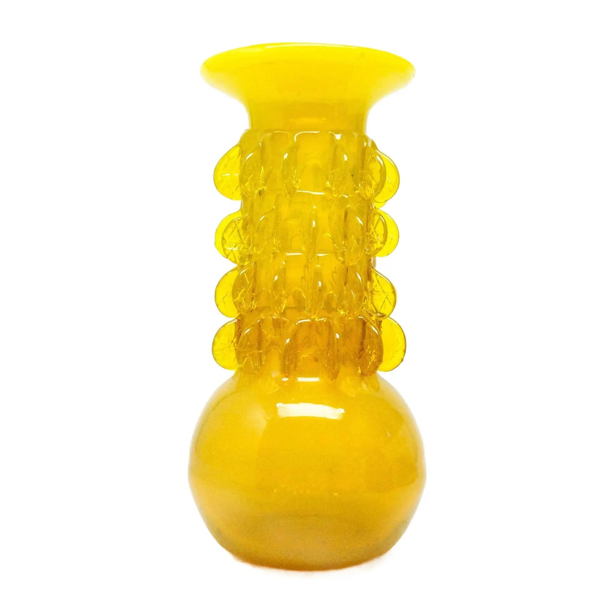 Bride vase, mid-century modern, yellow glass, designed by J. Słuczan-Orkusz, Poland, 1970s