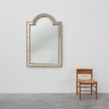 Grand miroir vénitien en mosaïque trapèze du XXe siècle avec guirlandes en laiton