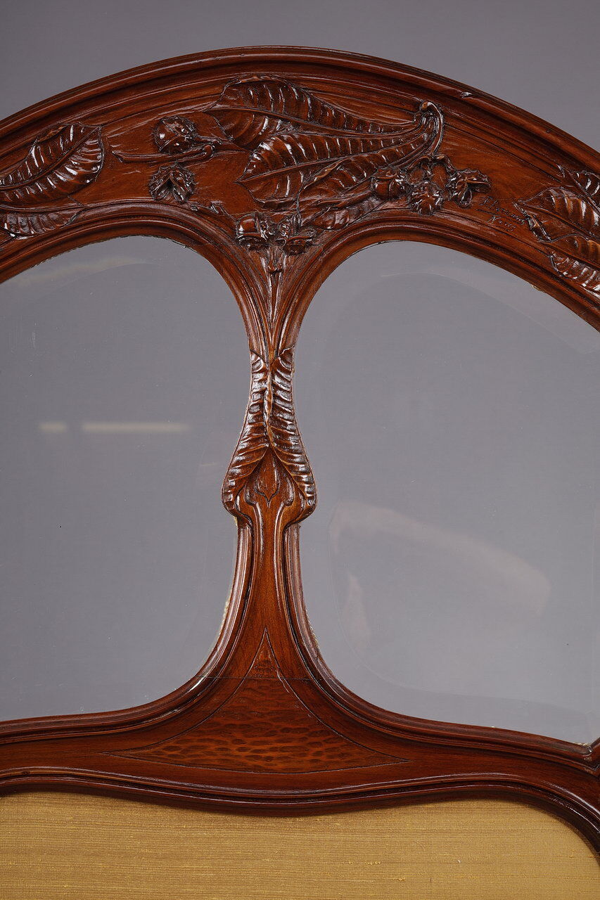 1900 three-leaf mahogany screen by Felix Bernard