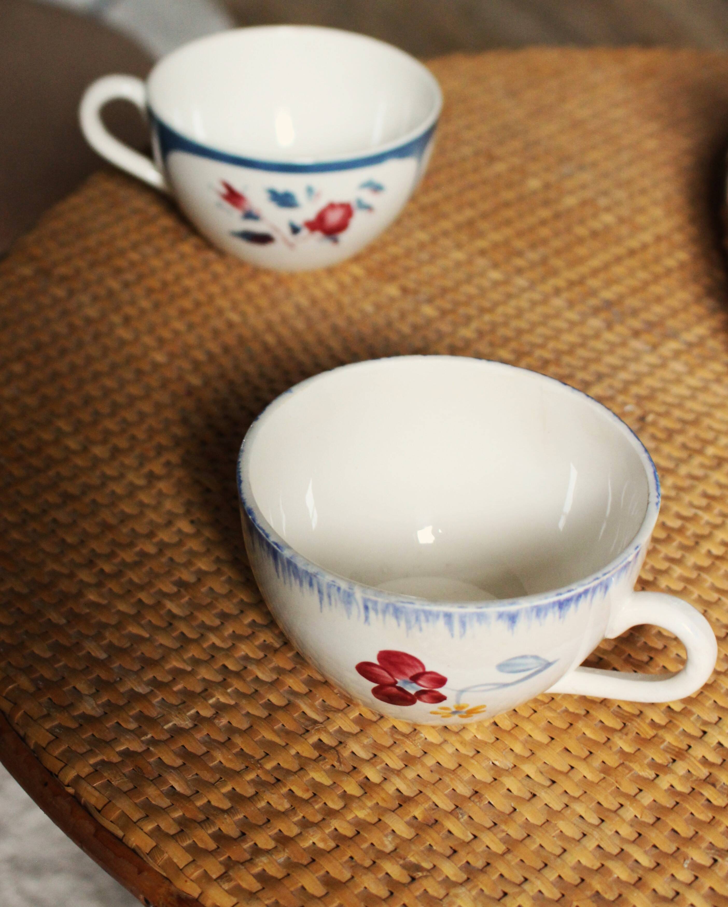 Set of 2 Blue Ninette Marie Lou Digoin Sarreguemines cups