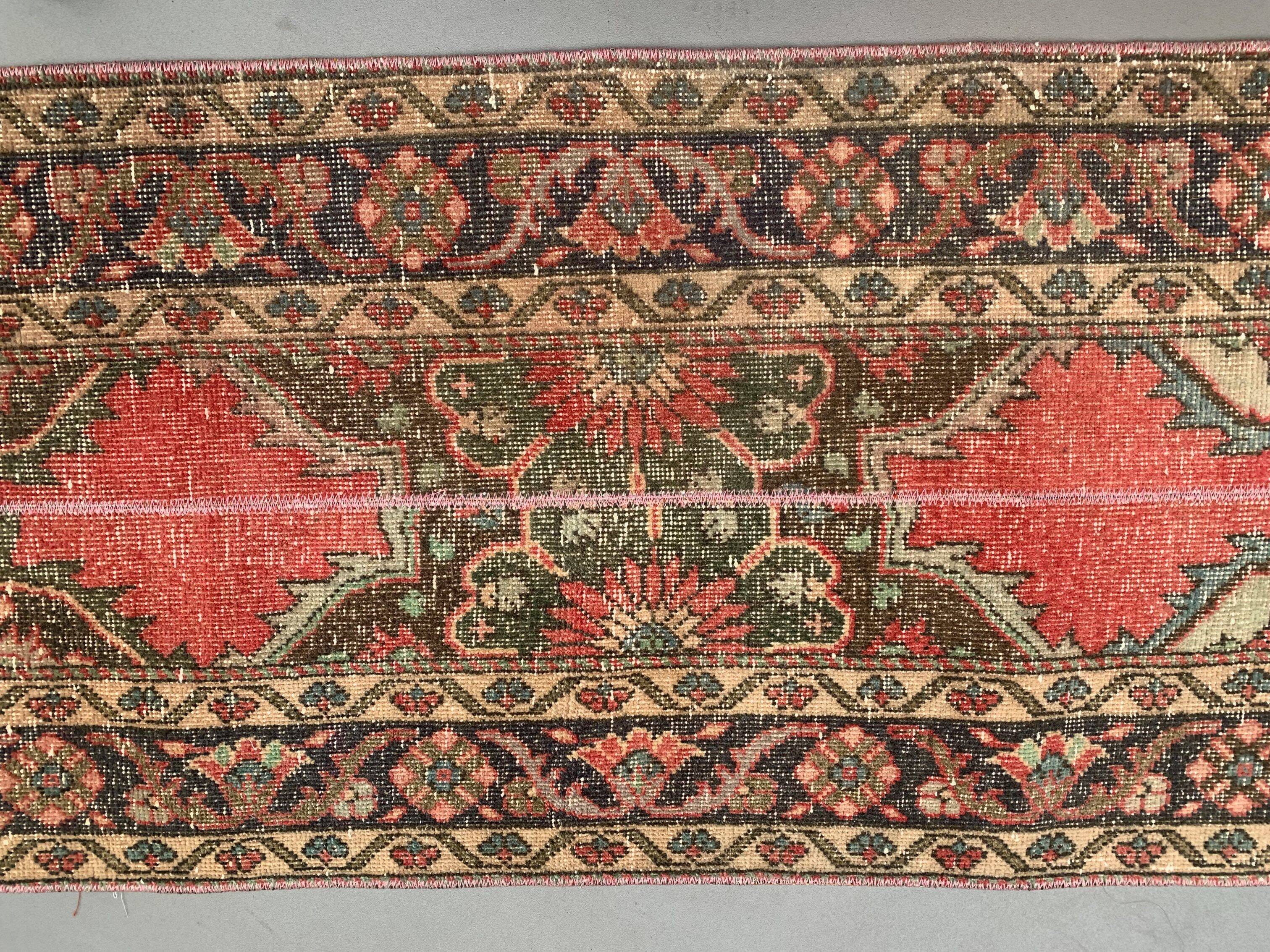 Distressed Turkish Narrow Runner 397x63 cm wool Vintage Tribal Rug