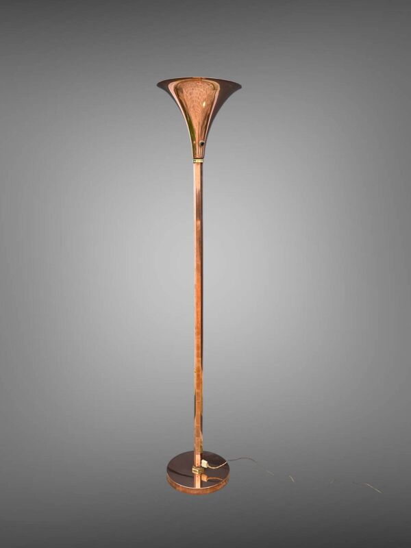 Lampadaire italien des années 30 epoque art deco en cuivre et laiton de 175