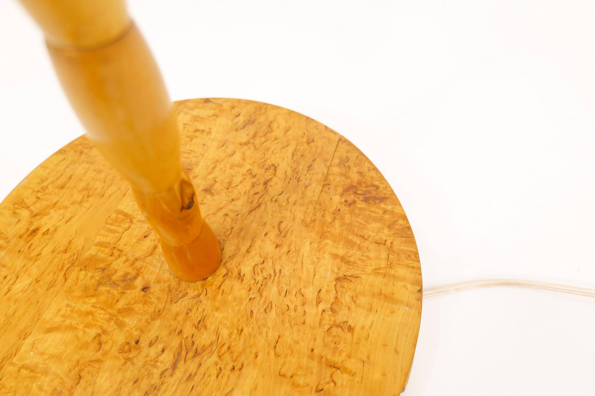 Mid-century organic floor lamp in birch and brass, Sweden, 1950s