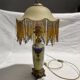 Old lamp with beaded fringed glass shade 40 years