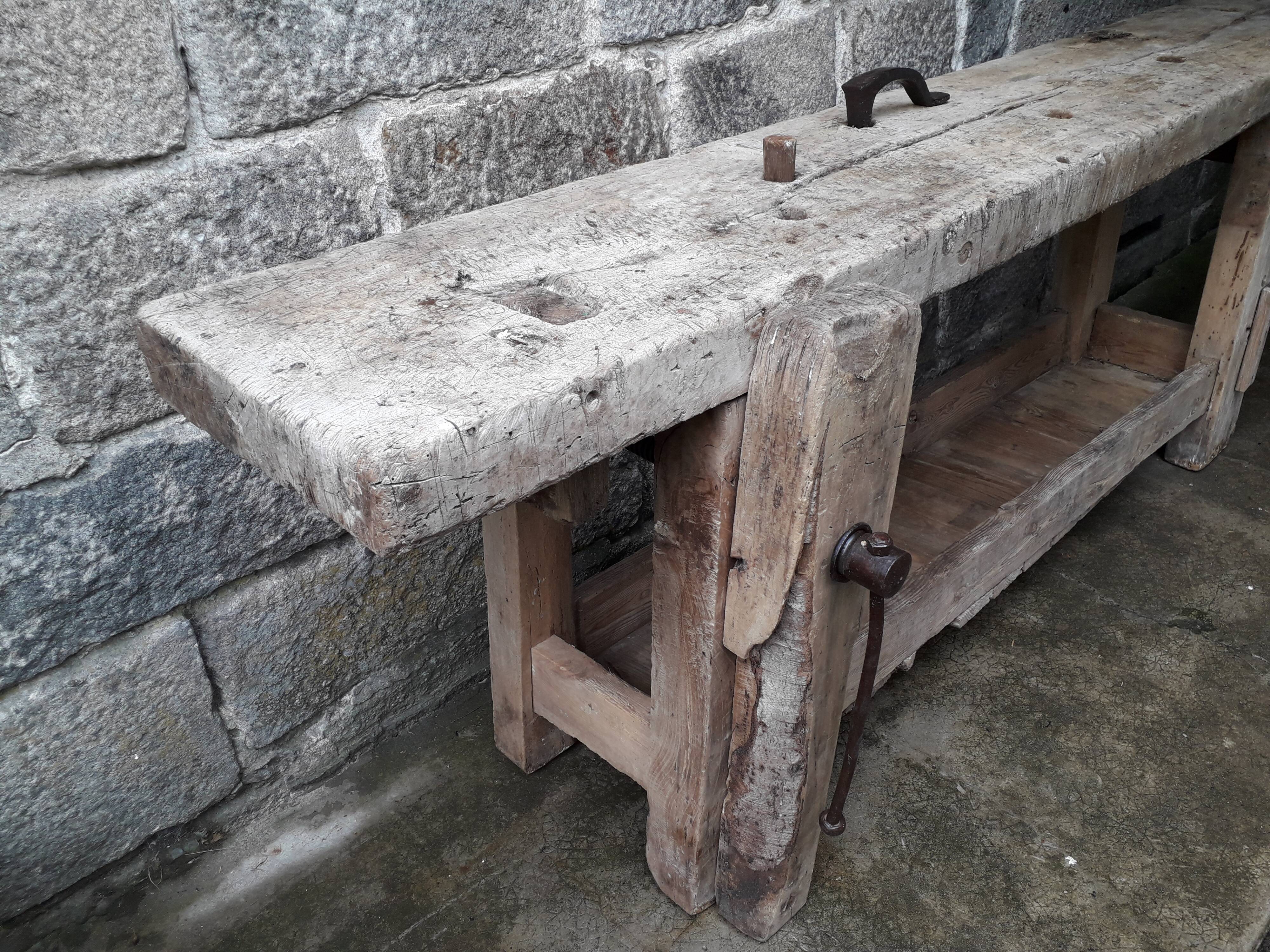 Old in solid beech workbench 237 cm