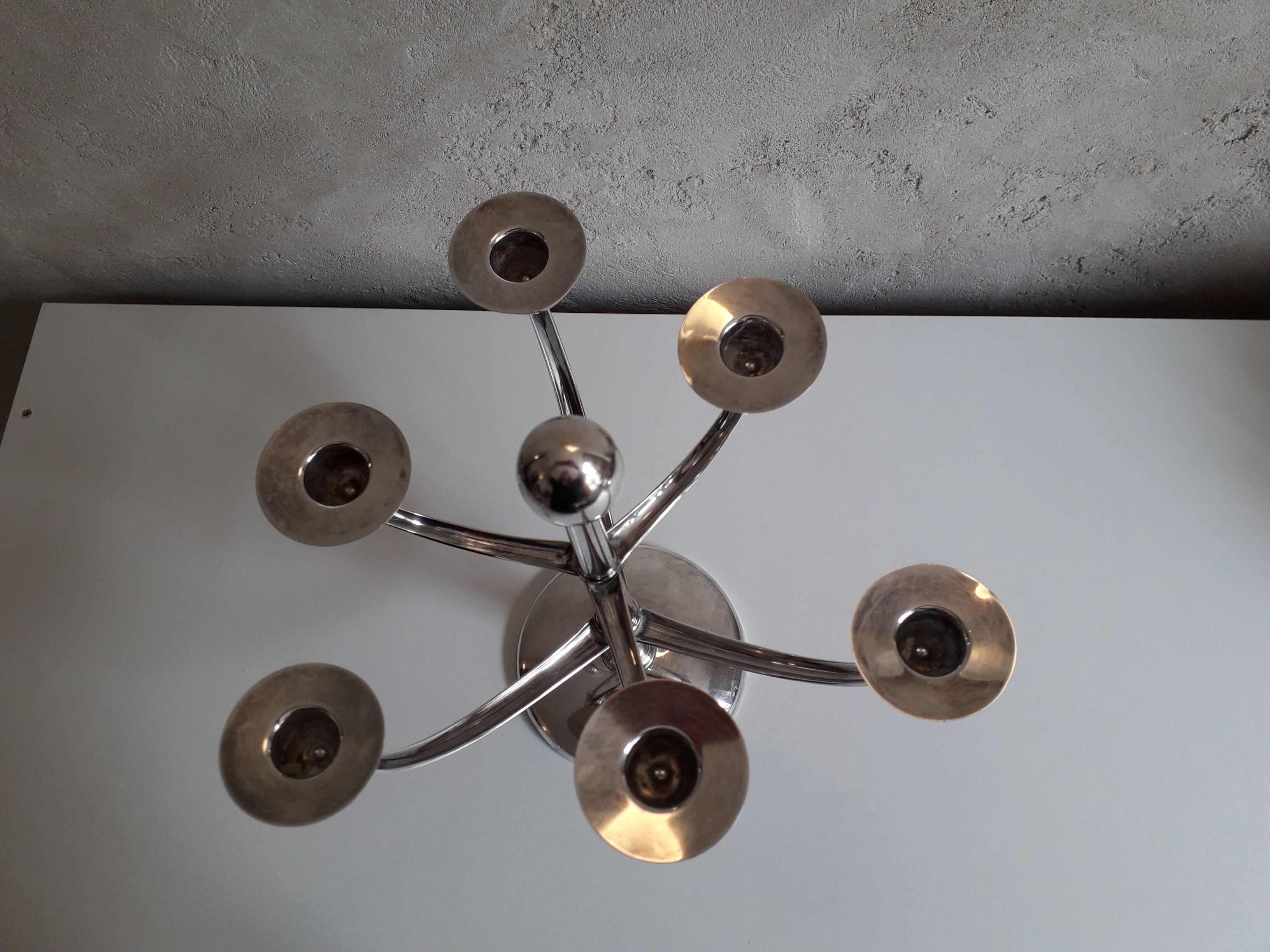 Silver metal chandelier by Gustav Beran for Keltum
