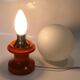 Table or bedside lamp orange wood and opaline vintage 70's hustadt