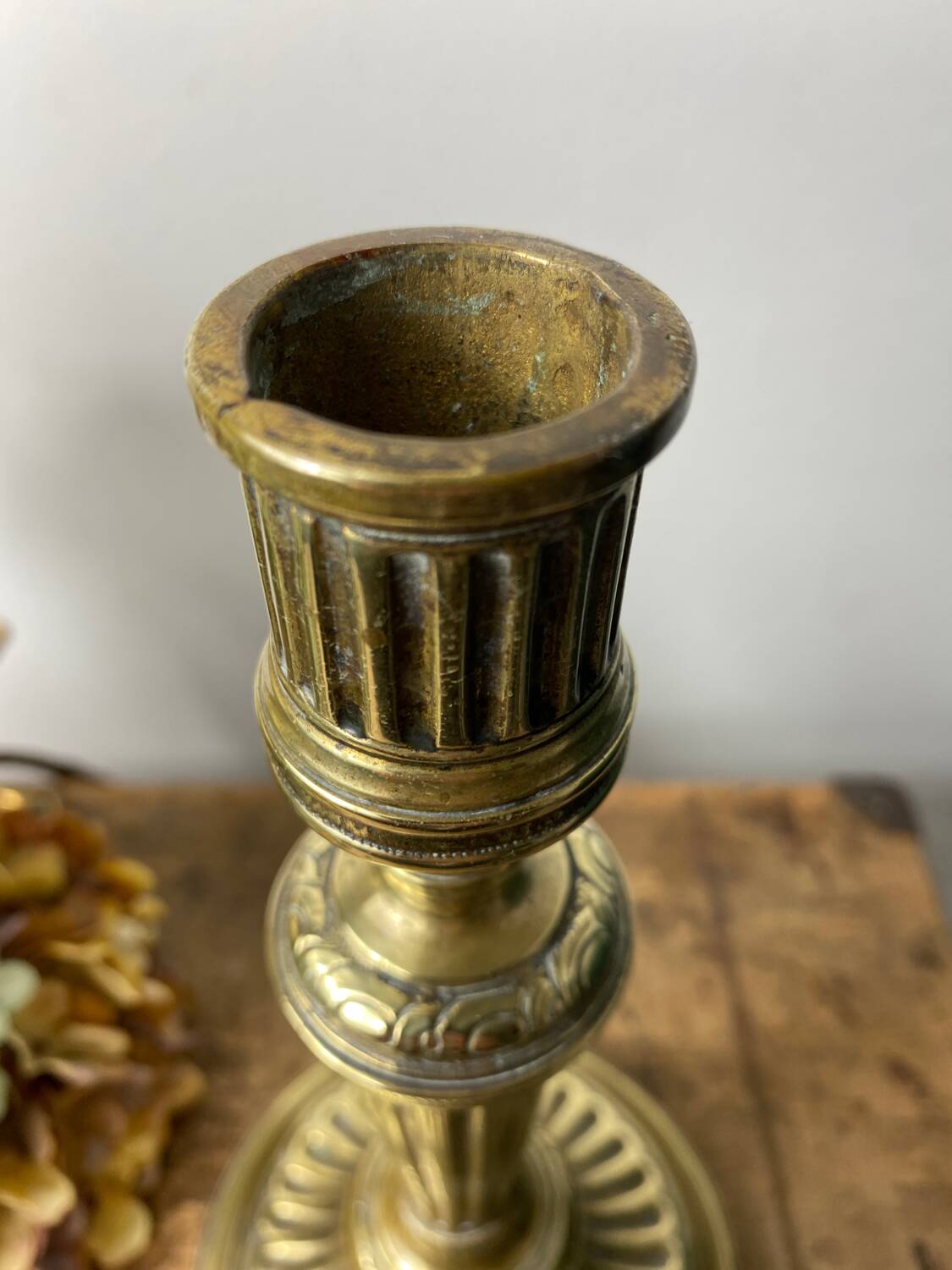 Antique brass candle holder