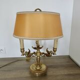 Lampe Lucien Gau style Empire en bronze massif doré à l'or vif "aux cygnes"