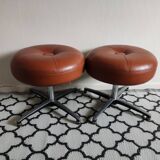 2 low brown stools