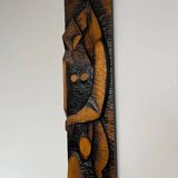 Big midcentury design wall wood decoration / lovers, 1960s, Czechoslovakia
