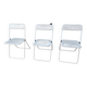 Set of three folding chairs with perforated metal.