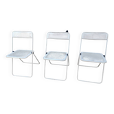 Trio de chaises pliantes métal perforé