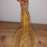 Panier coq poule en osier vintage années 70